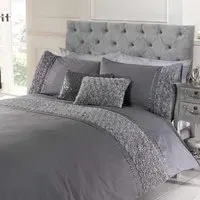 Limoges Single Duvet Set with Ruffles - Grey