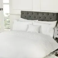 Limoges Single Duvet Set with Ruffles - White