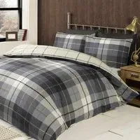 Lomond Check Double Duvet Set - Blue, Brushed Cotton