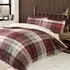 Lomond Check King Size Duvet Set - Red, Brushed Cotton