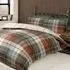 Lomond Check King Size Duvet Set - Terracotta, Brushed Cotton