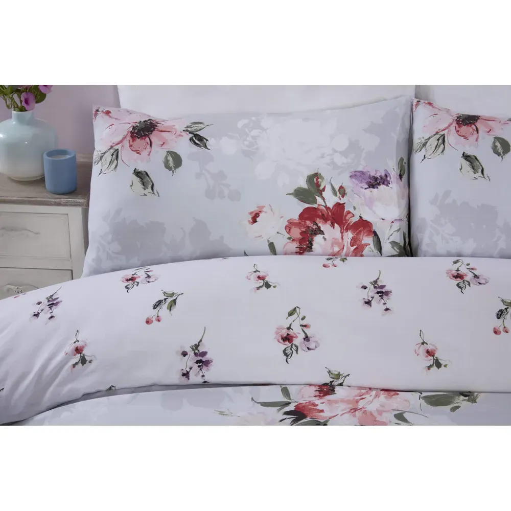 Margo King Size Duvet Set - Grey, Microfibre