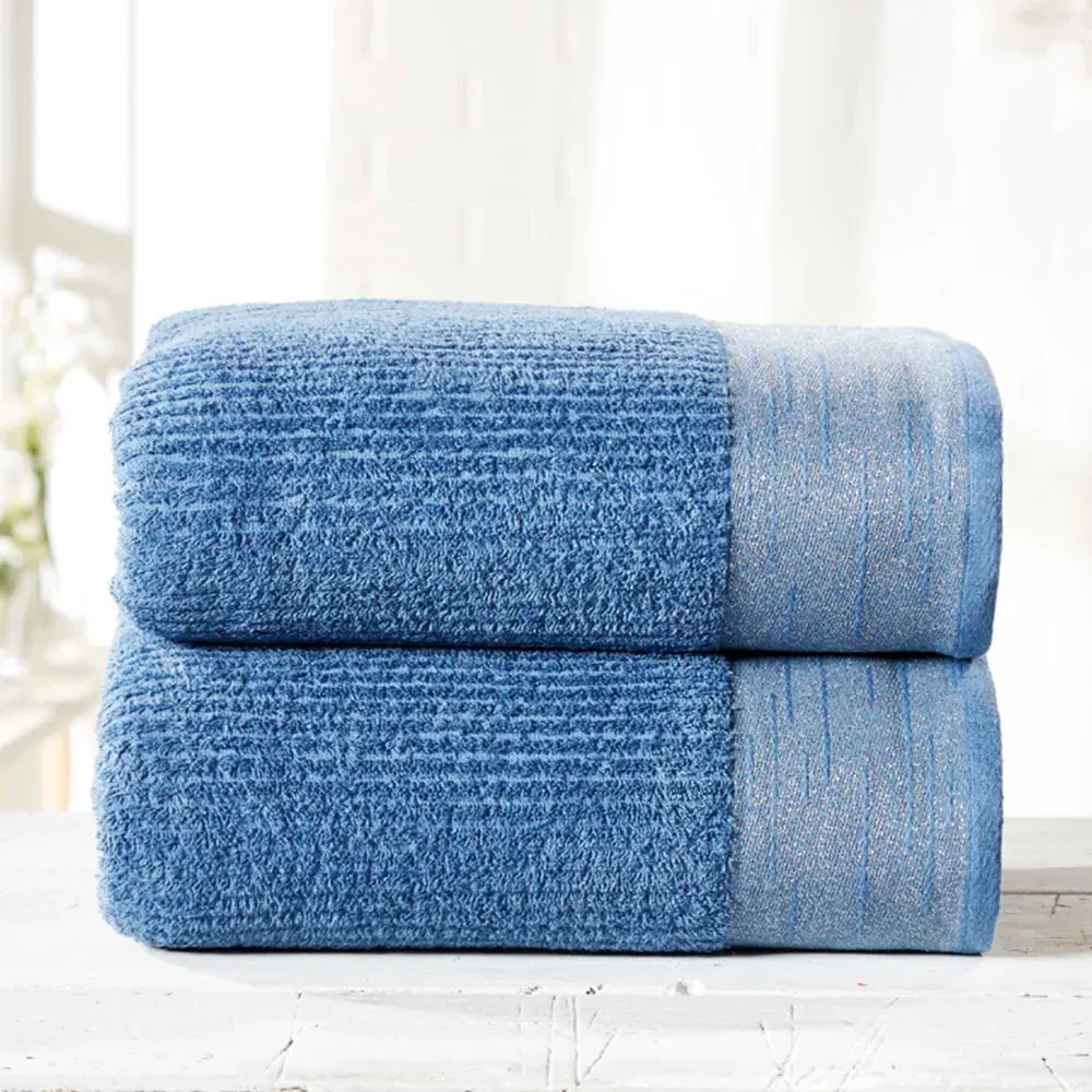 Mayfair Bath Sheet Bundle Set of 2 - Blue, Cotton
