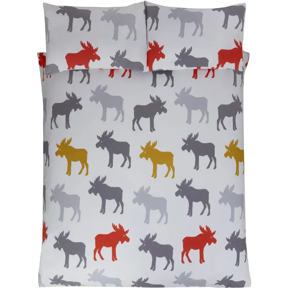 Moose King Size Duvet Set - Ochre, Brushed Cotton