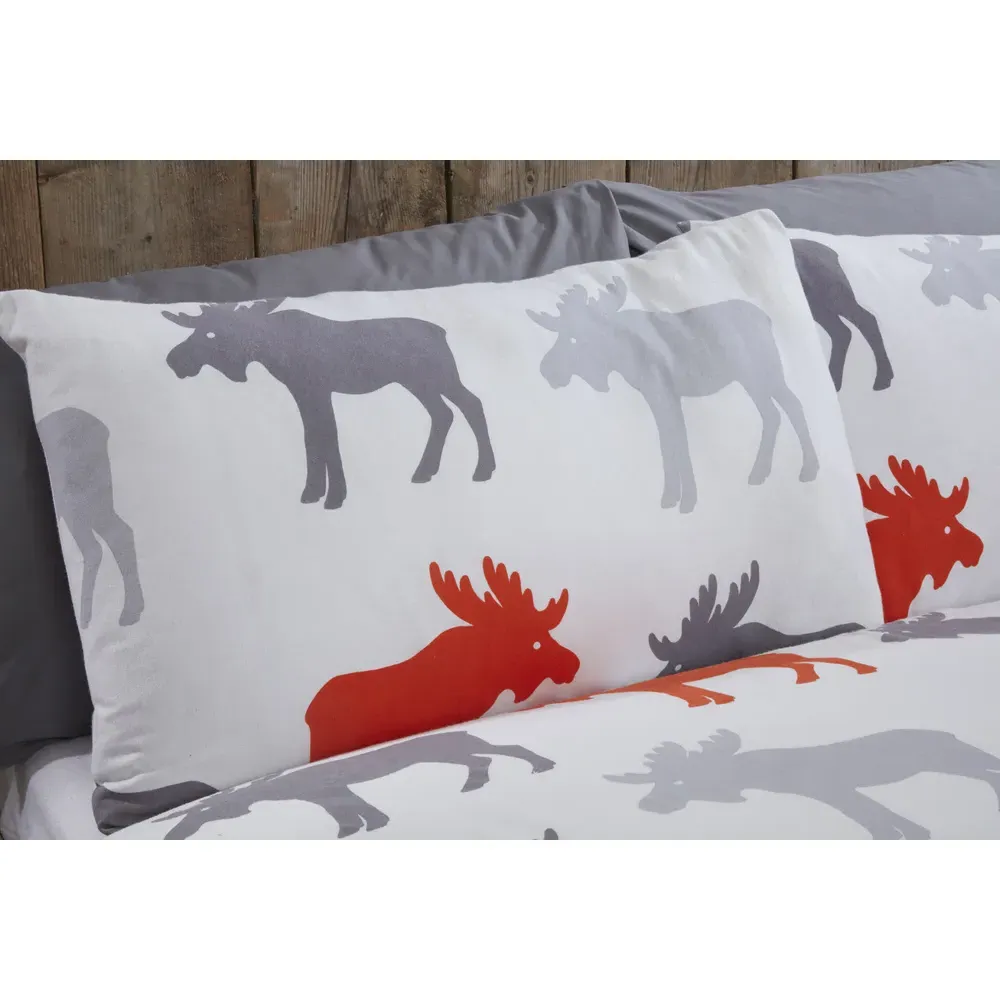Moose King Size Duvet Set - Ochre, Brushed Cotton