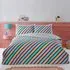 Oxford Double Pastel Stripe Reversible Duvet Cover Set - Green