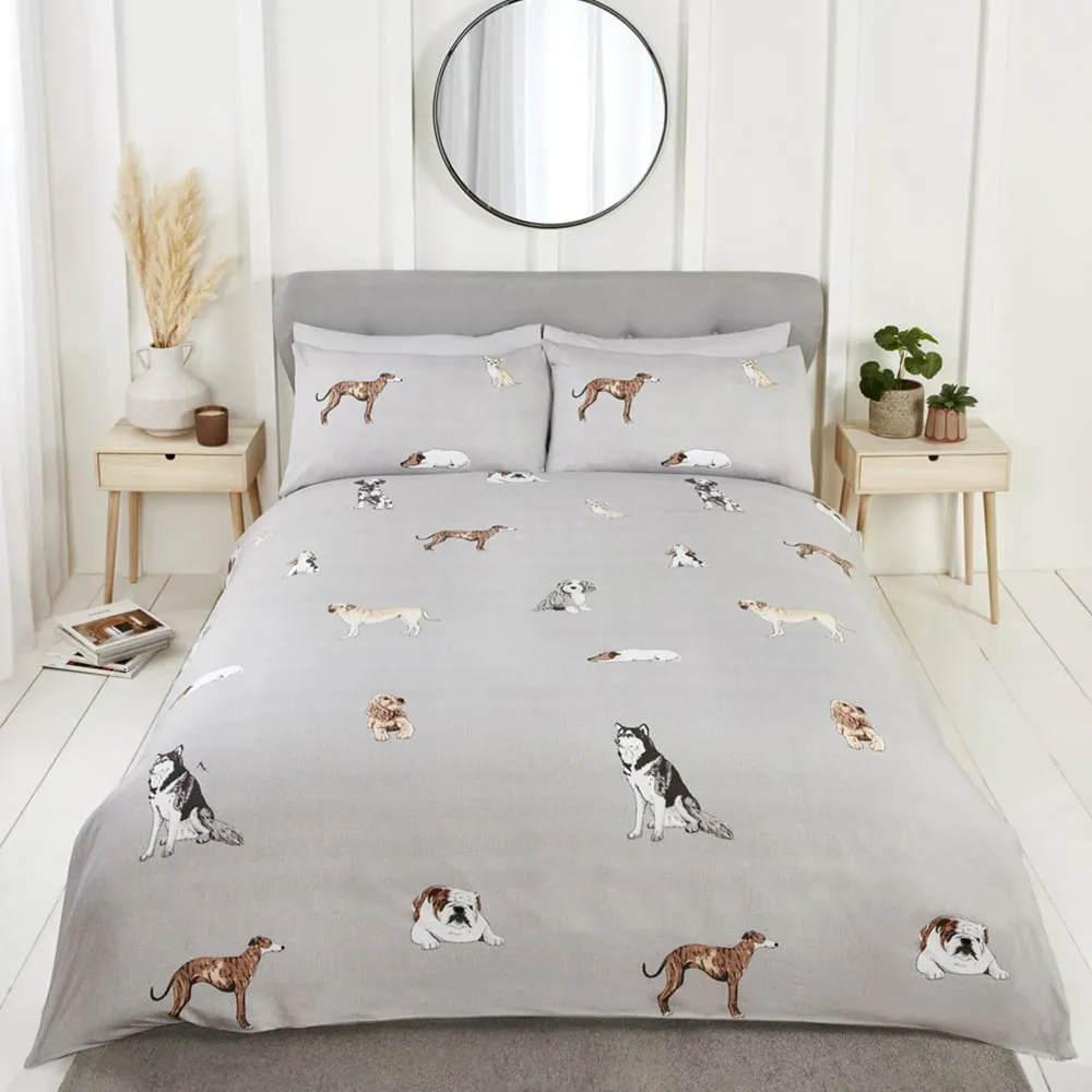 Paws and Tails Double Duvet Set - Grey, Microfibre image