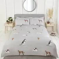 Paws and Tails King Size Duvet Set - Grey, Microfibre