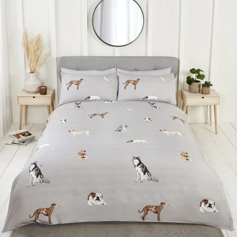 Paws and Tails King Size Duvet Set - Grey, Microfibre