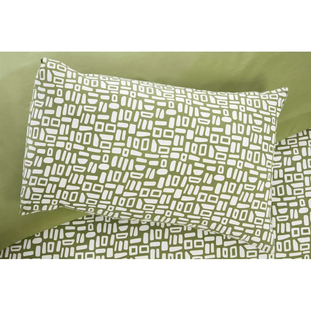 Pebbles Double Duvet Set - Green, Microfibre