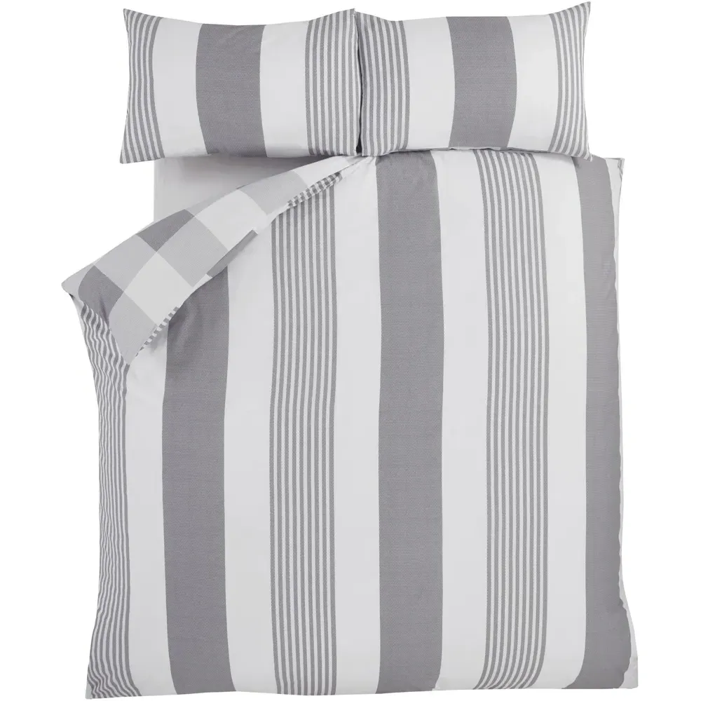 PH Chambray King Size Duvet Set - Silver, Cotton
