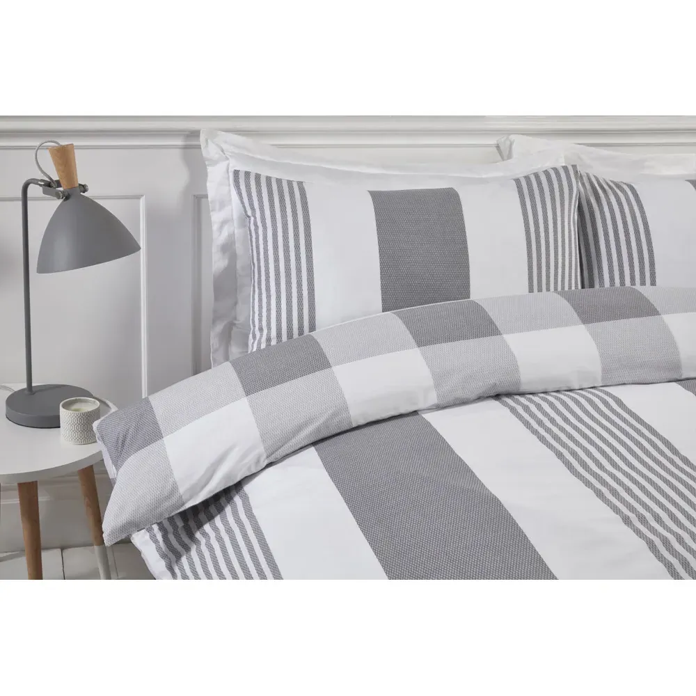 PH Chambray King Size Duvet Set - Silver, Cotton