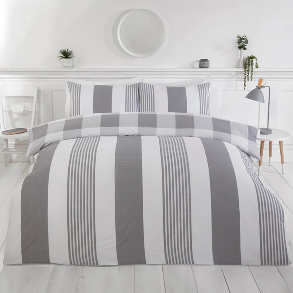 PH Chambray King Size Duvet Set - Silver, Cotton