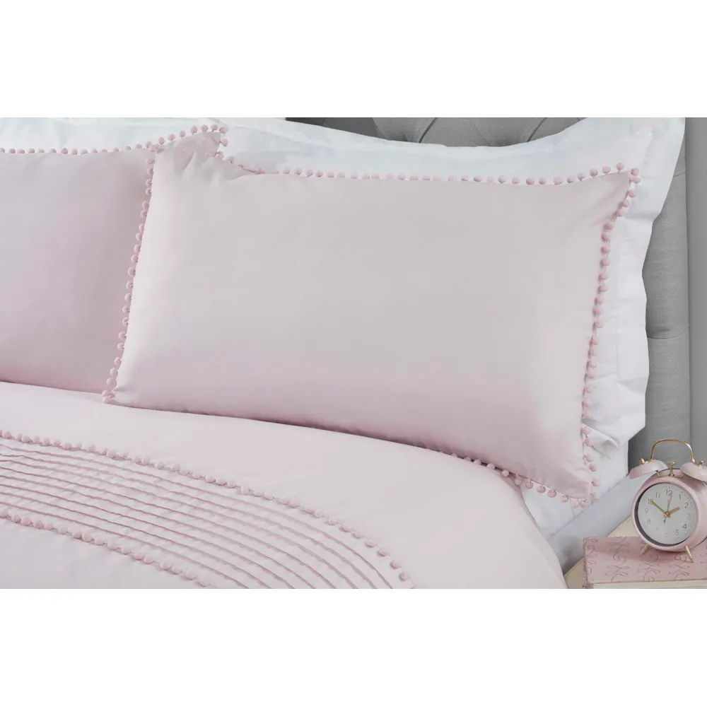 Pom Poms King Size Duvet Set - Blush