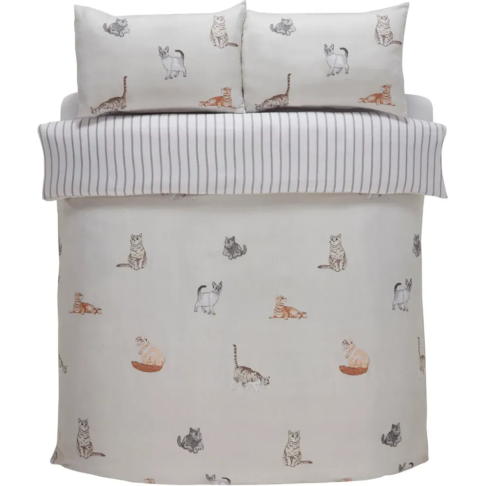 Purrrfect MF Double Duvet Set - Silver, Microfibre