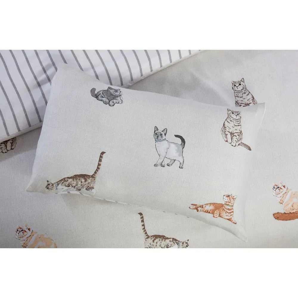 Purrrfect MF Single Duvet Set - Silver, Microfibre