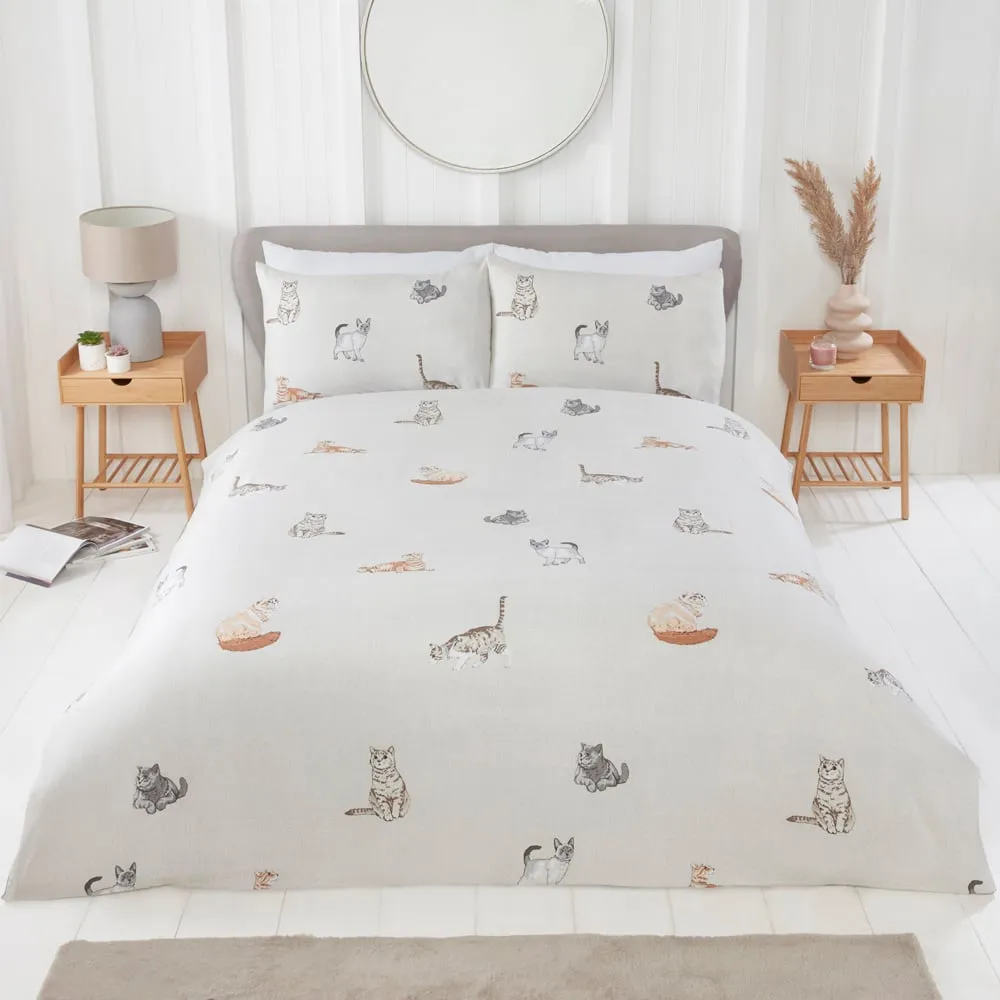 Purrrfect MF Single Duvet Set - Silver, Microfibre image