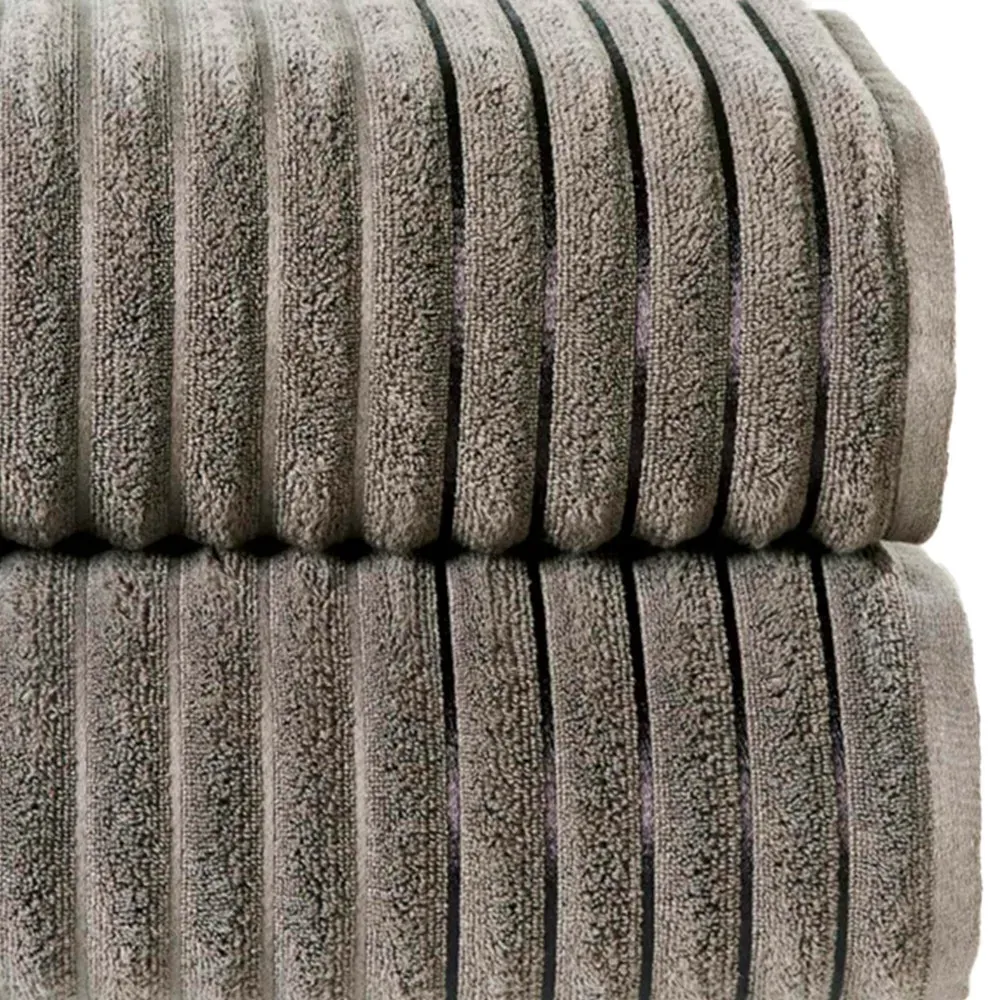 Ribbed Cotton Bath Sheet Bundle Set of 2 - Charcoal Grey