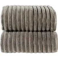 Ribbed Cotton Bath Sheet Bundle Set of 2 - Charcoal Grey