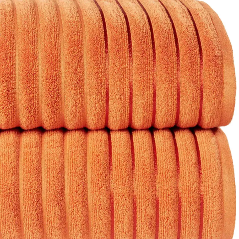 Ribbed Cotton Bath Sheet - Orange