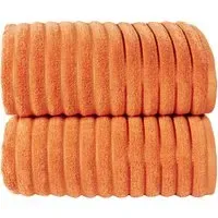 Ribbed Cotton Bath Sheet Set of 2 - Orange