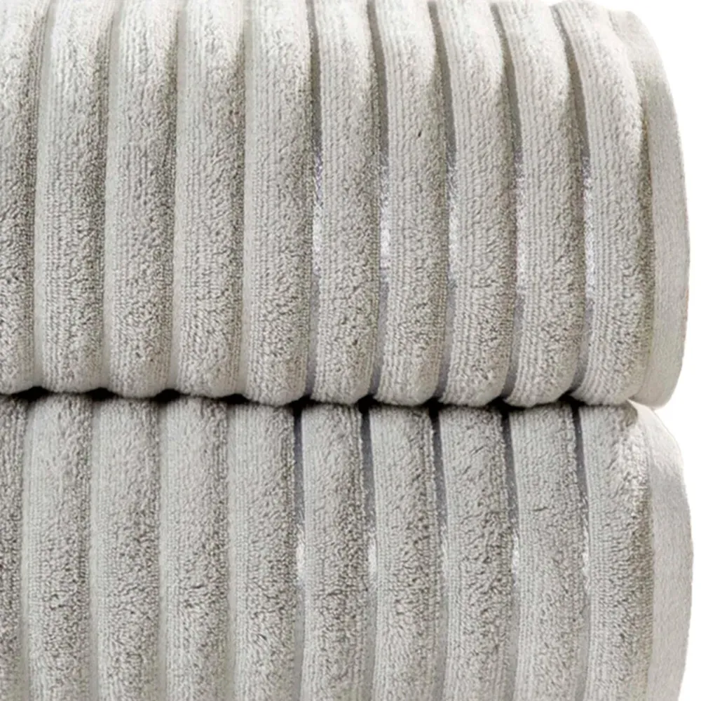 Ribbed Cotton Bath Sheet Set of 2 - Silver