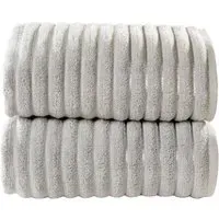 Ribbed Cotton Bath Sheet Set of 2 - Silver