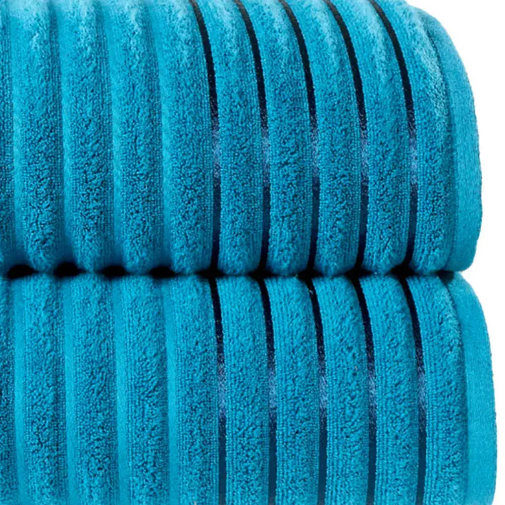 Ribbed Cotton Bath Sheet Set of 2 - Teal
