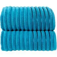 Ribbed Cotton Bath Sheet Set of 2 - Teal