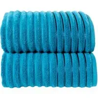 Ribbed Cotton Bath Sheet - Teal