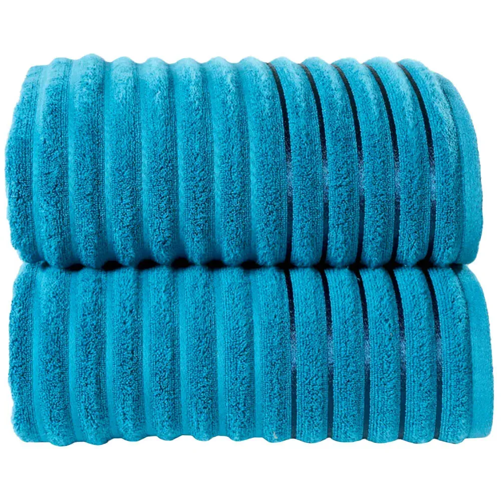 Ribbed Cotton Bath Sheet - Teal