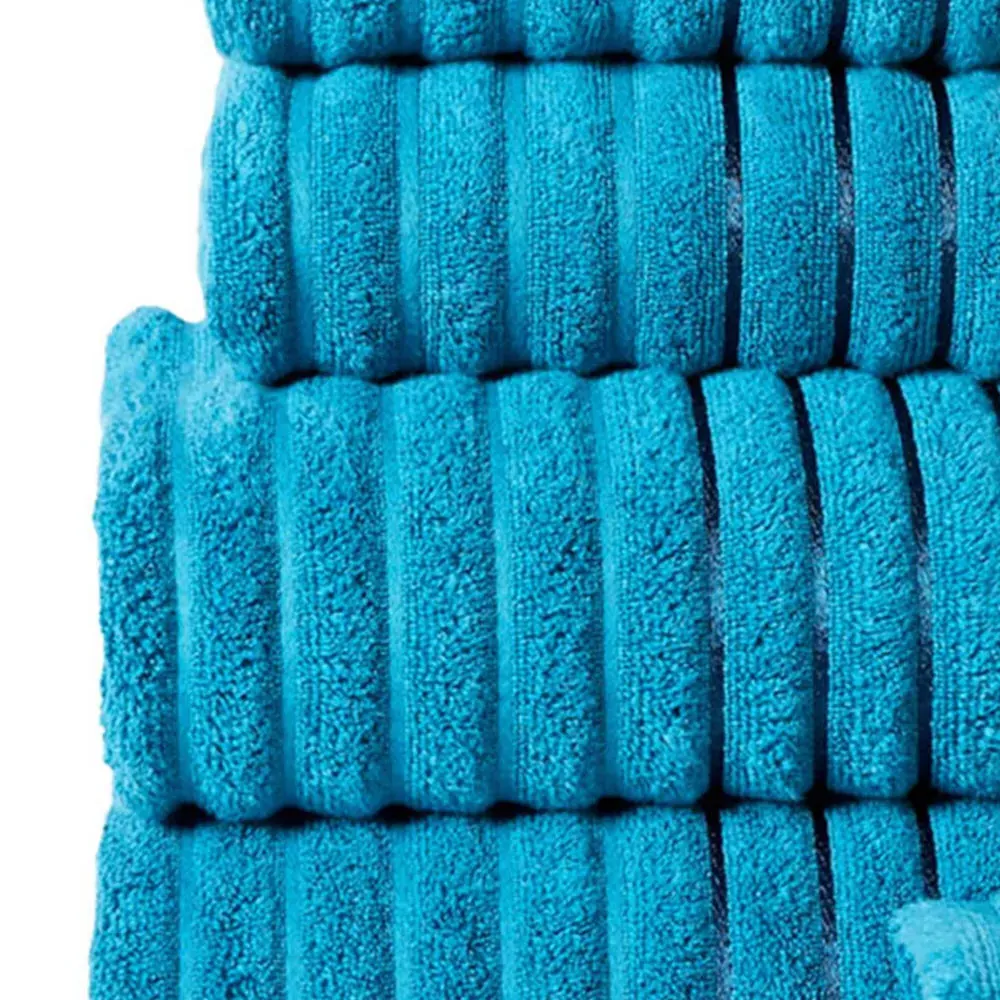Ribbed Cotton Bath Towel - Blue