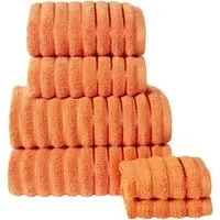 Ribbed Cotton Bath Towel - Orange