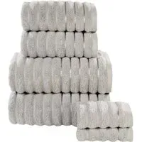 Ribbed Cotton Bath Towel - Silver