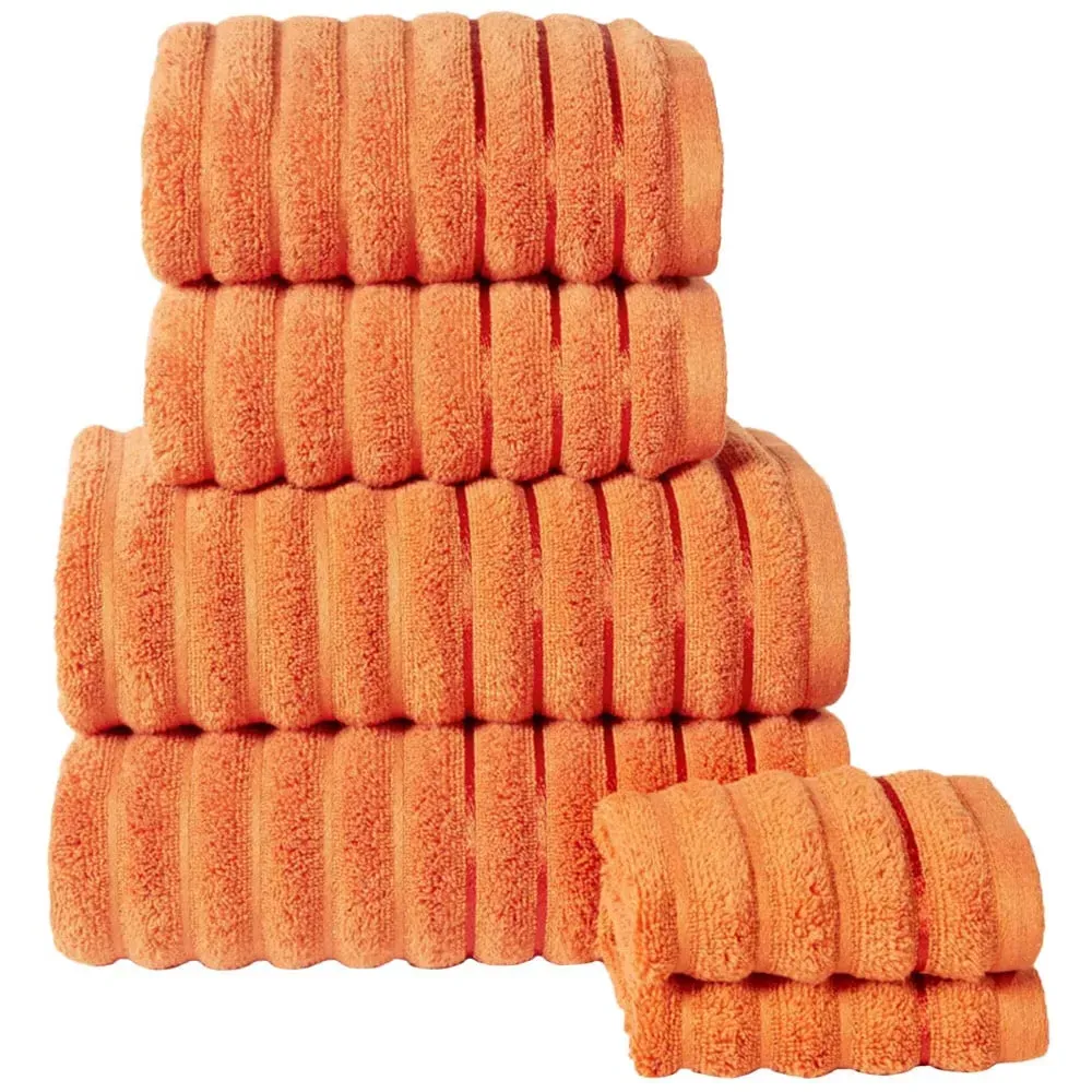 Ribbed Cotton Face Cloth - Orange