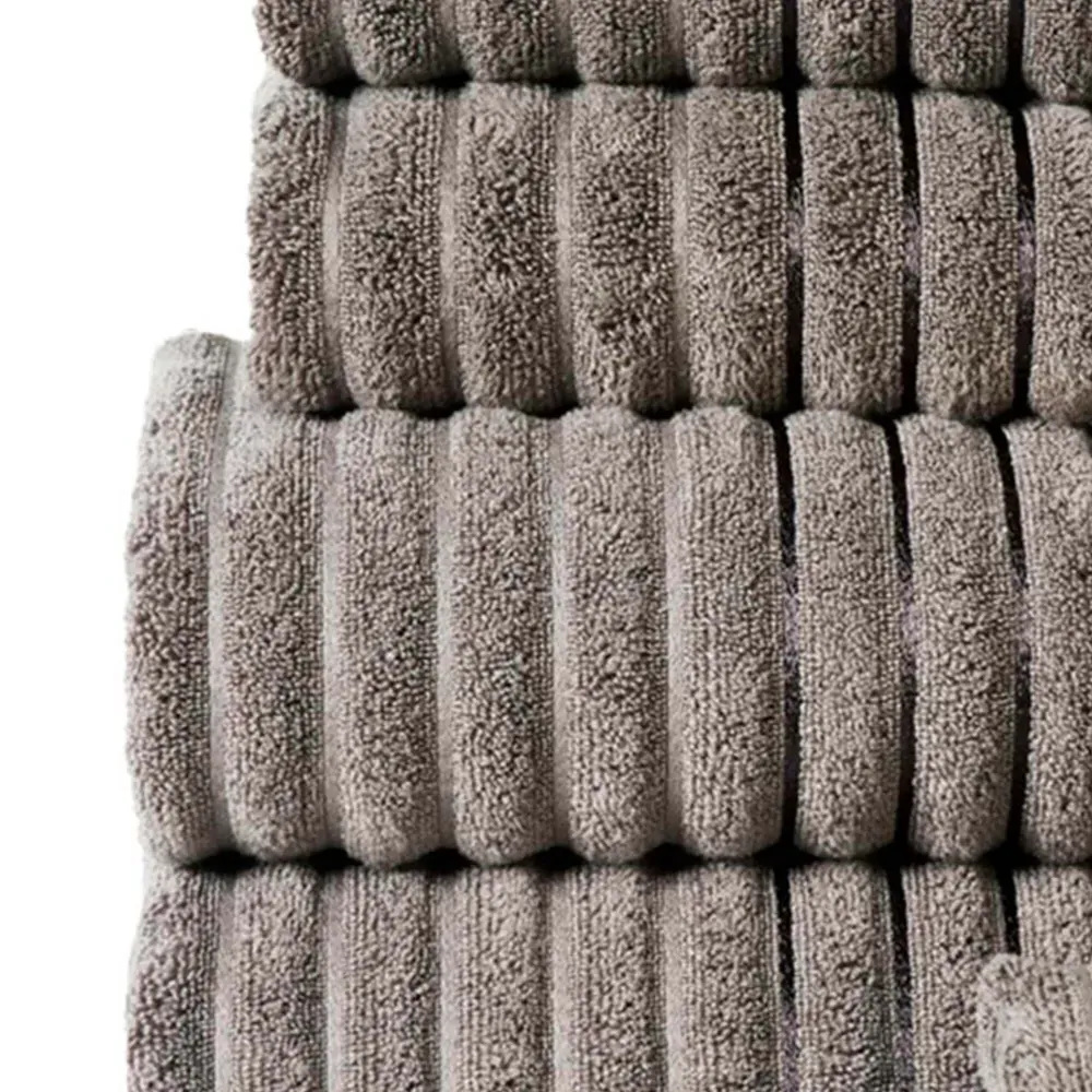 Ribbed Cotton Hand Towel - Grey