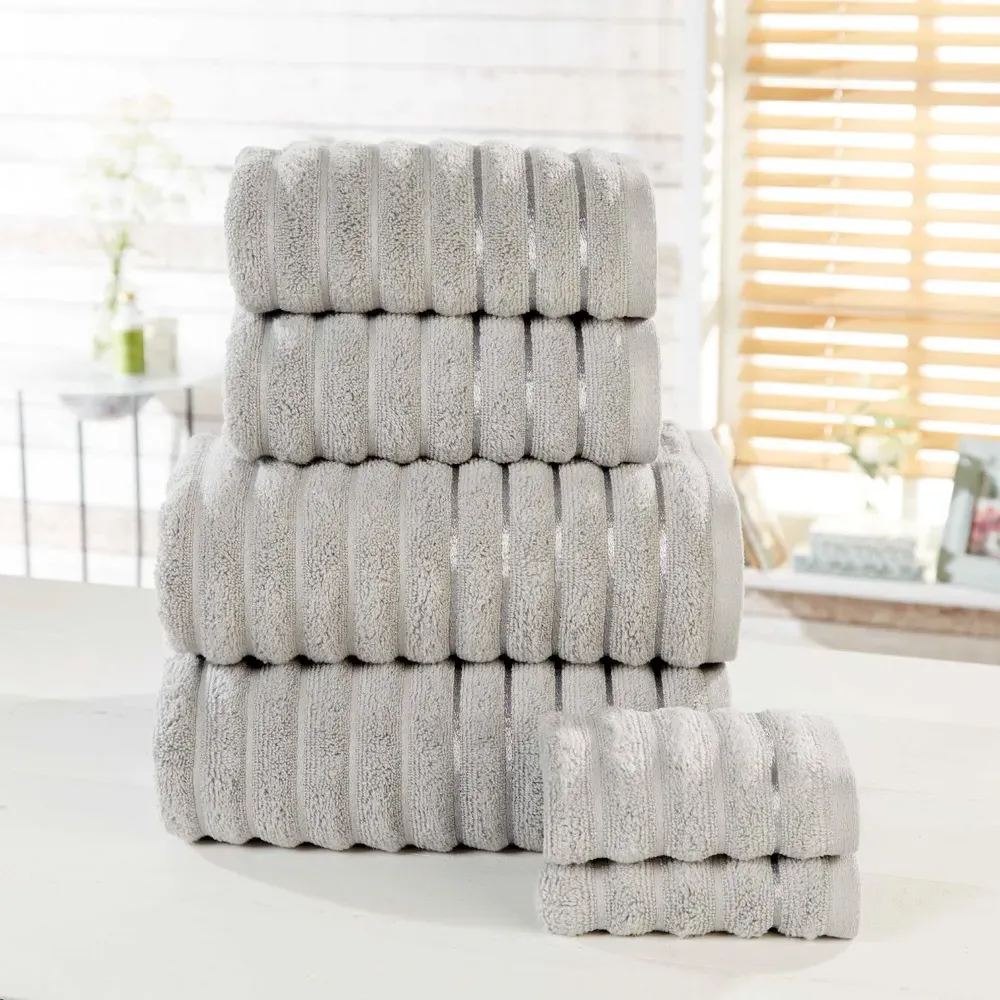 Ribbed Cotton Hand Towel - Silver