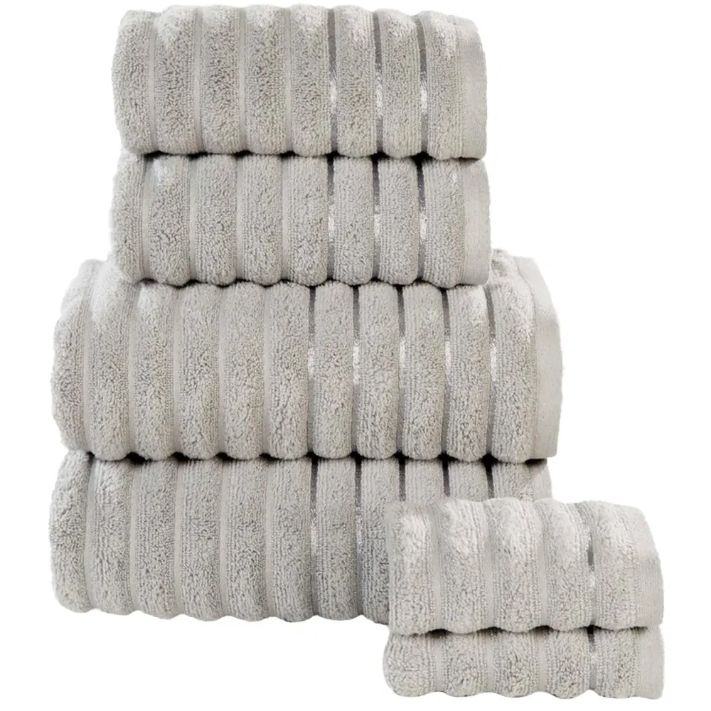 Ribbed Cotton Hand Towel - Silver