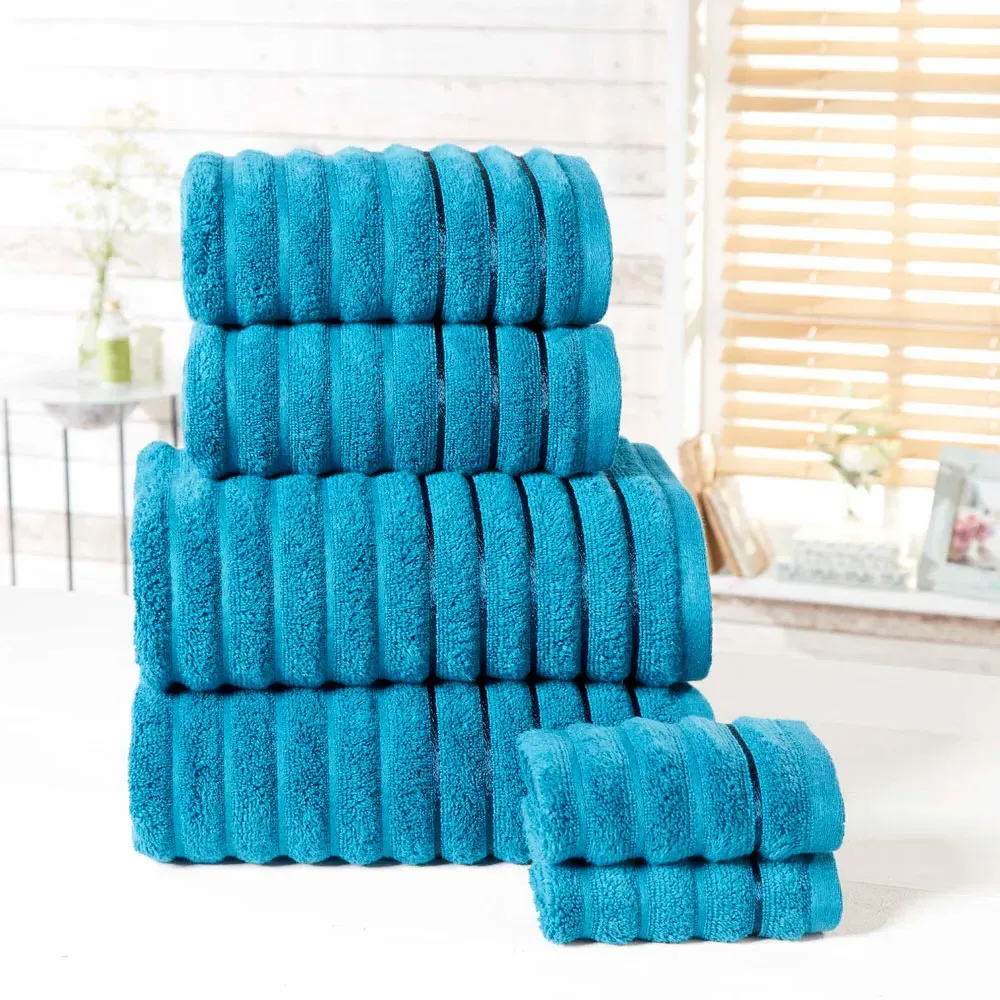 Ribbed Cotton Hand Towel - Teal