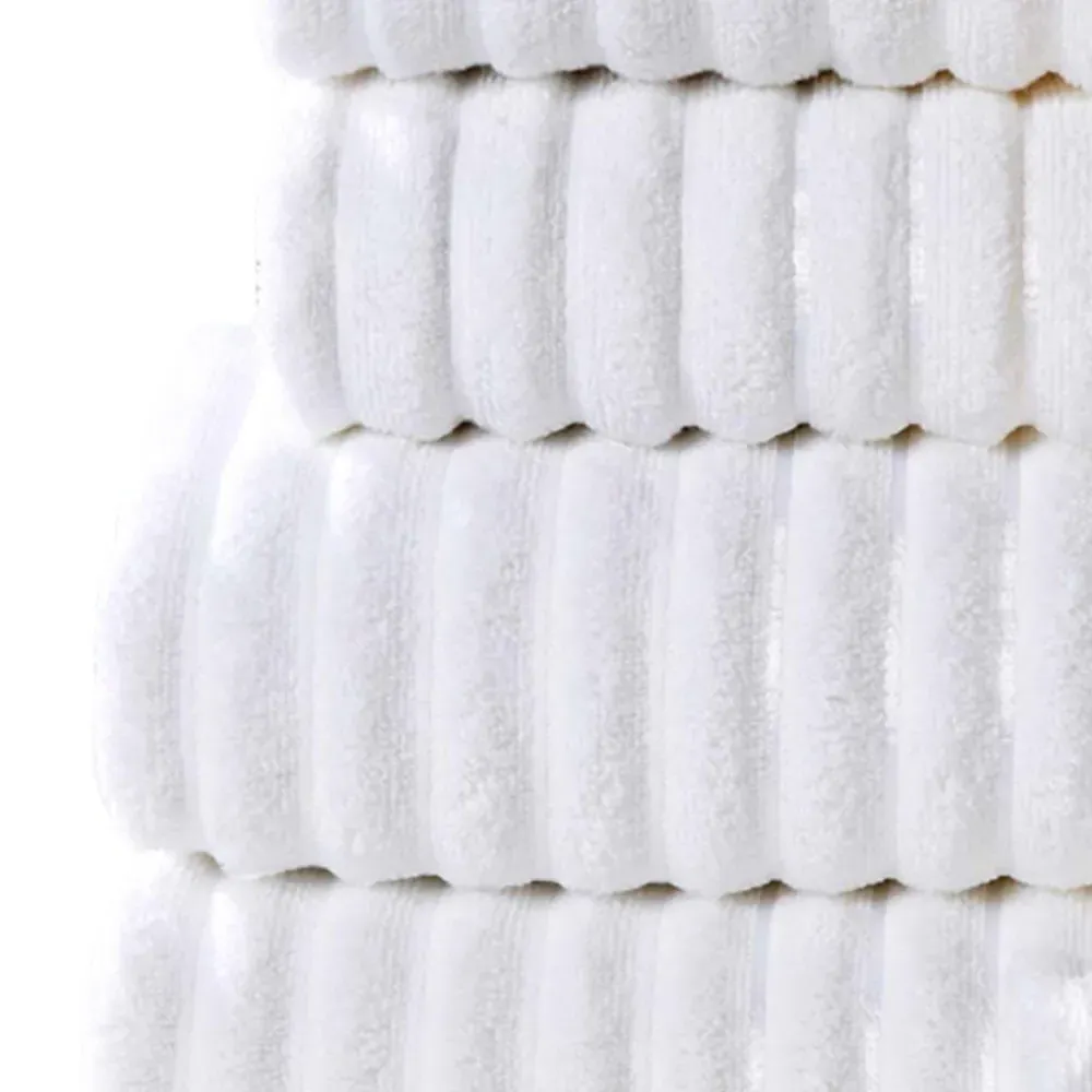Ribbed Cotton Hand Towel - White