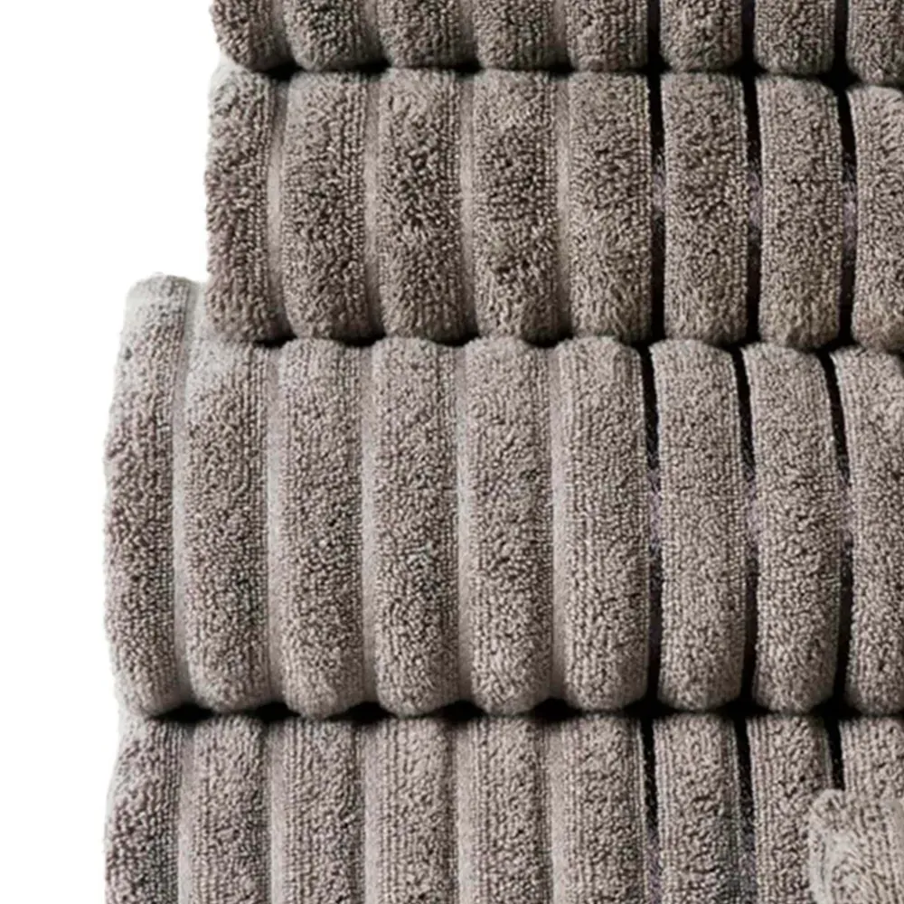 Ribbed Cotton Towel Bundle Set of 6 - Grey
