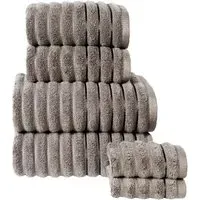 Ribbed Cotton Towel Bundle Set of 6 - Grey