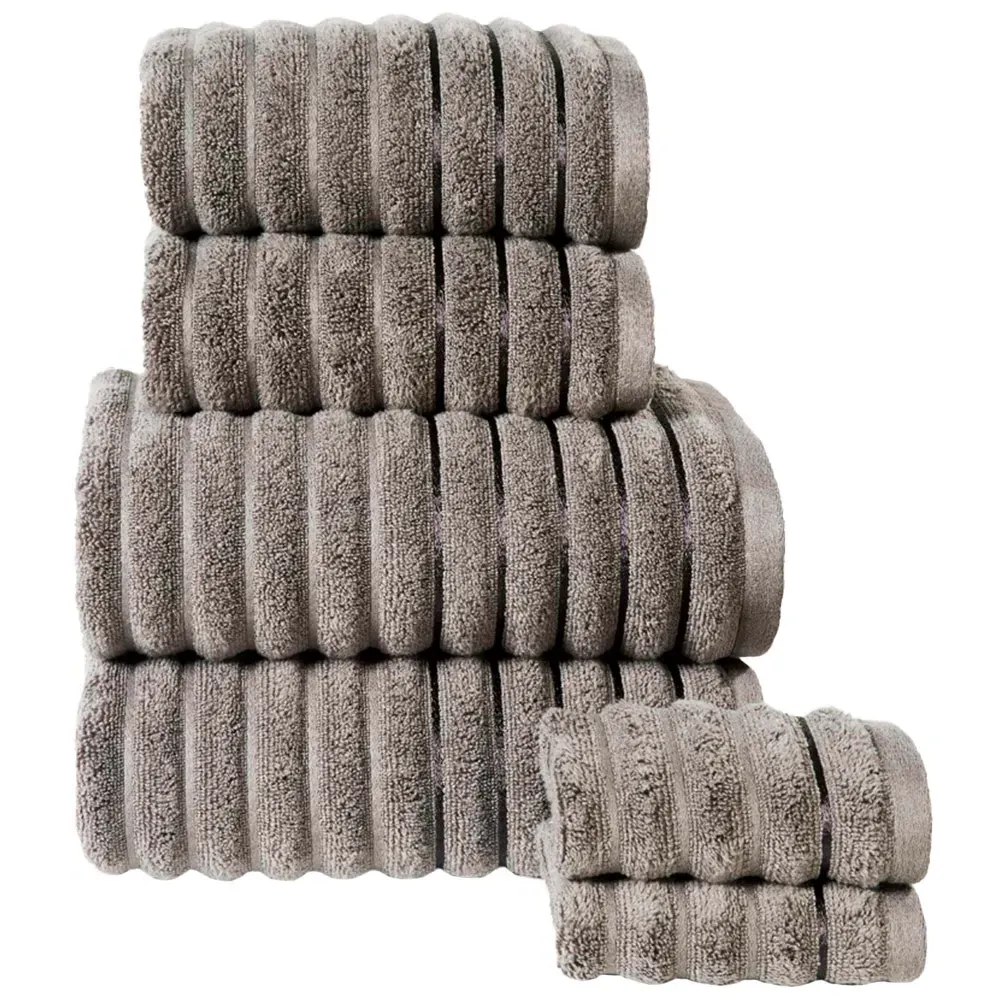 Ribbed Cotton Towel Bundle Set of 6 - Grey image