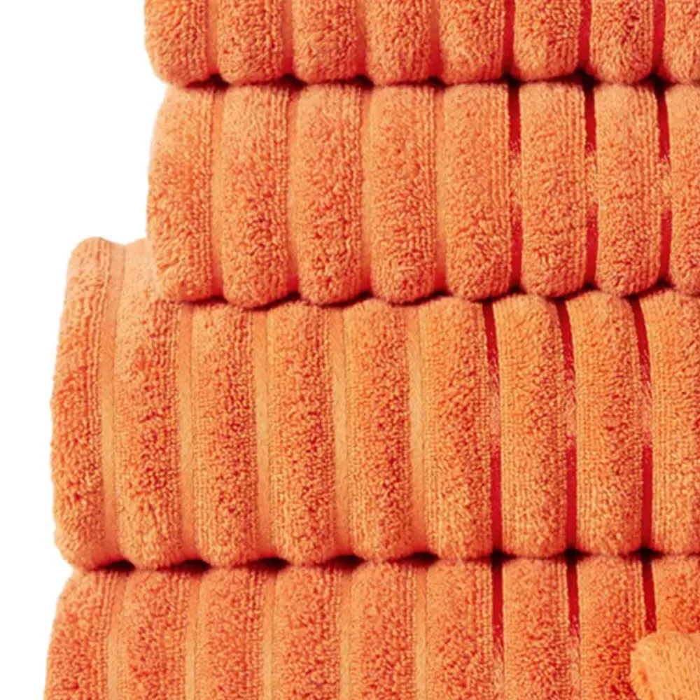 Ribbed Cotton Towel Bundle Set of 6 - Orange