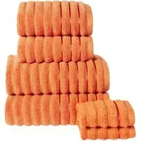 Ribbed Cotton Towel Bundle Set of 6 - Orange