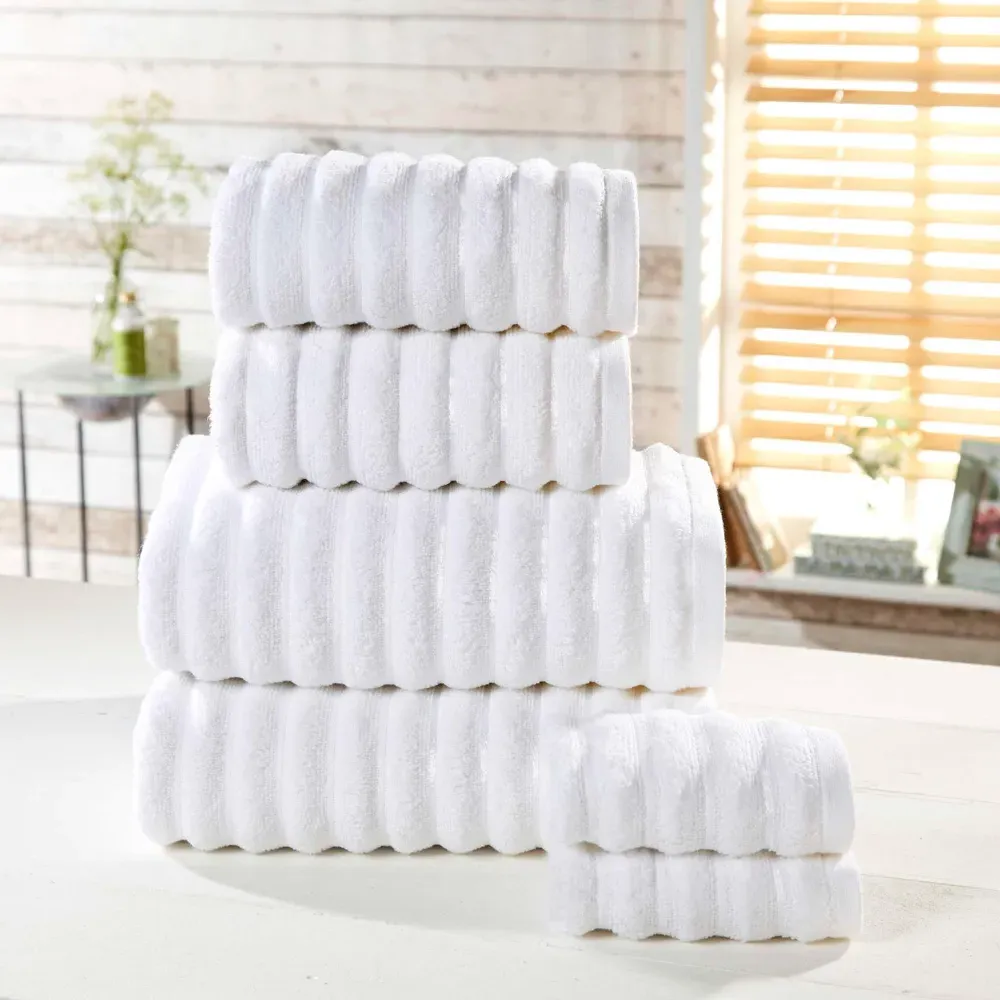 Ribbed Cotton Towel Bundle Set of 6 - White