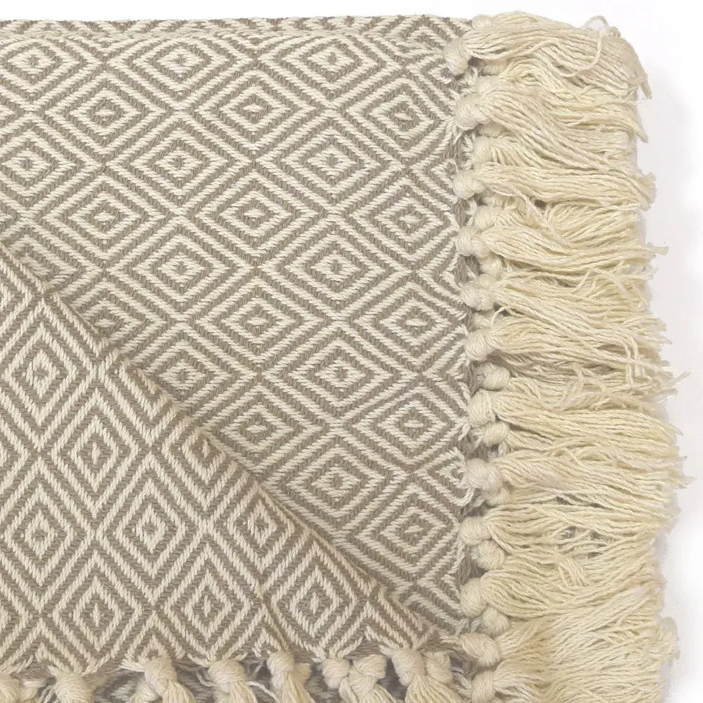 Rona Tasselled Throw - Cream, Cotton