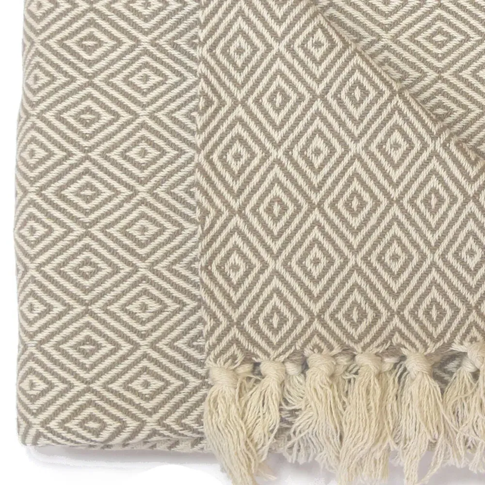 Rona Tasselled Throw - Cream, Cotton