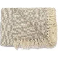 Rona Tasselled Throw - Cream, Cotton