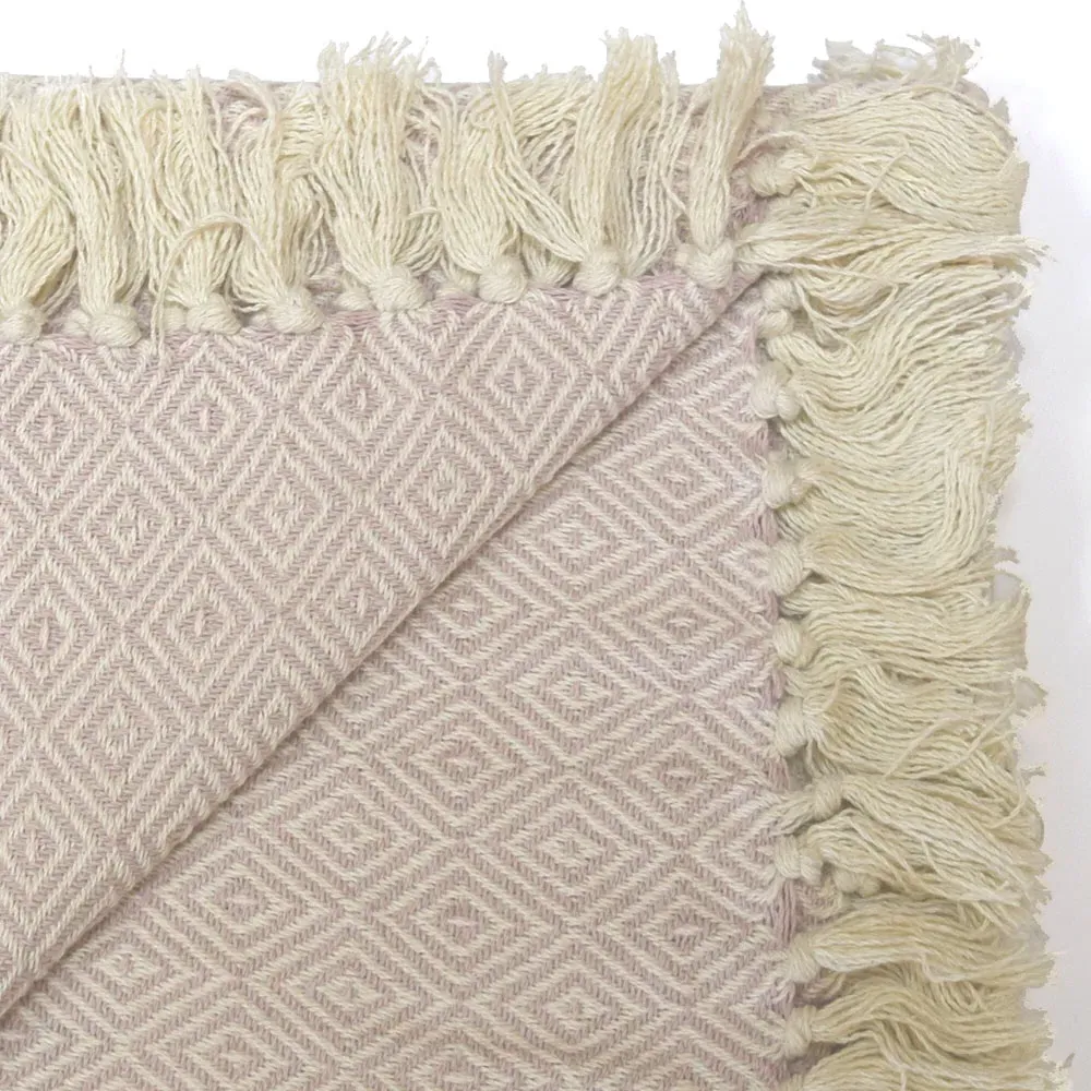 Rona Tasselled Throw - Pink, Cotton
